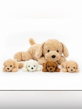 NIB,NWT Chirpy Chums 
Plush Dog Set,
Mom&4 Babies
Soft&Cuddly
Brown/White Colors